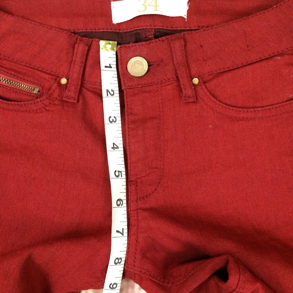 Zara Basic Dept Fire Red Skinny Jeans Zipper Leg - Picture 5 of 9